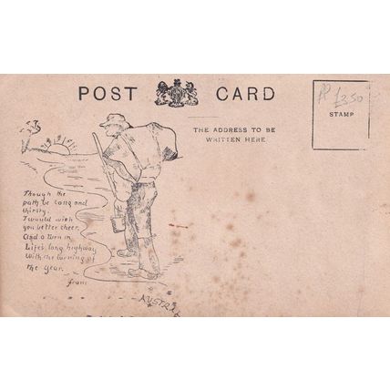 Military Real Soldier Photo & Hand Sketch Reverse Postcard