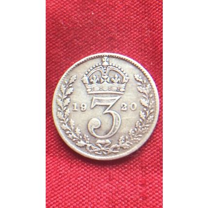 King George V 1920 Threepence .925 Sterling Silver Coin