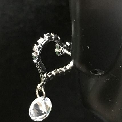 Earrings Heart Shaped CZ with Crystal Dangle #436 USA Seller
