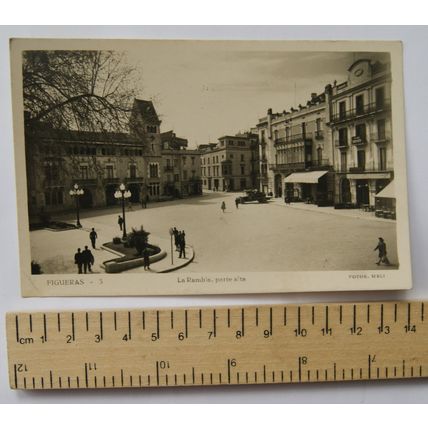 vintage postcard Figueras, La Rambla, parte alta