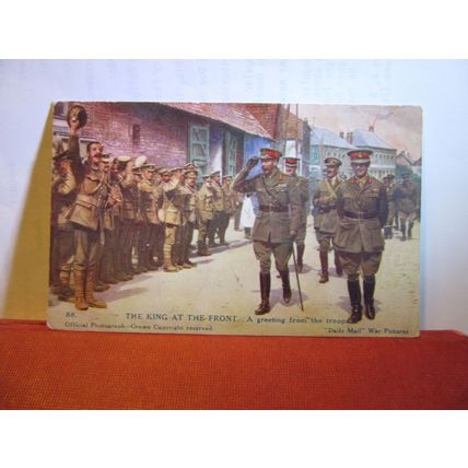 KING EDWARD VII AT THE FRONT, unused postcard WW1 Daily Mail War pictures =