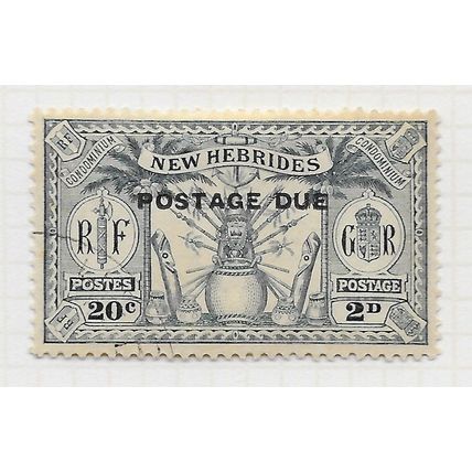 NEW HEBRIDES 1925 WEAPONS IDOLS POSTAGE DUE 2d USED