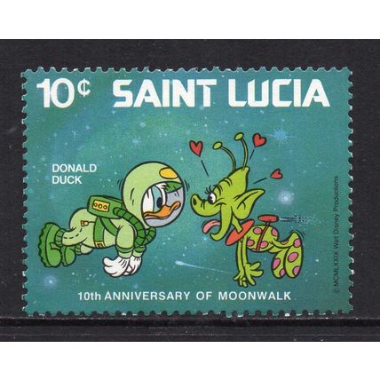 St. Lucia - 1980 - 10c 10th Anniversary of Moonwalk (sg490) Mint Hinged