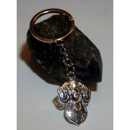 DACHSHUND DAXIE KEY RING WITH KEY CHAIN & VELVET GIFT BAG