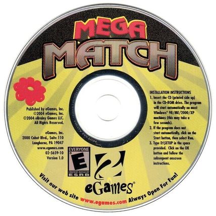 eGames MEGA MATCH (PC-CD, 2004) for Windows 98/Me/2000/XP - NEW CD in SLEEVE