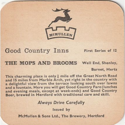 BEER MAT - McMULLEN BREWERY - THE MOPS AND BROOMS (BARNET) - (Cat 059) - (1965)