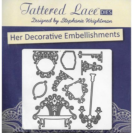 Tattered Lace. Her Decorative Embellishments Die Set. Die Cutting Cardmaking