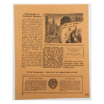 Original iWW2 Russian/Soviet Air Drop Leaflet. - Code 1442. - 1942.