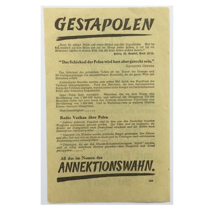 Original WW2 British Air Drop Leaflet. - Code EH.334. - 1940.