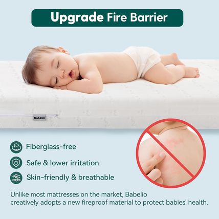 BABELIO Breathable Crib Mattress, Dual-Sided, Memory Foam, Waterproof, Removable