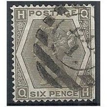1873 SG125 6d Grey Plate 12 Good/Fine Used "QH"..