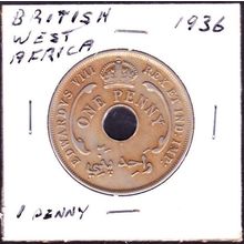 1936 British West Africa 1 Penny Coin