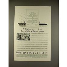 1930 United States Lines Ad - A Cuisine!