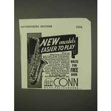 1939 Conn Saxophone Ad - New Models Easier to Play