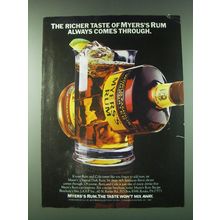 1989 Myers's Rum Ad - The richer taste of Myers's Rum always comes through