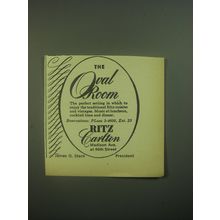 1945 Ritz Carlton Hotel Ad - The Oval Room