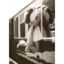Soldier & Girl Awesome Romantic Railway Train RPC Military Postcard