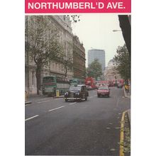 Black Taxi Cab on Northumberland Avenue London 1980s Postcard