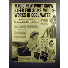 1940 Ivory Snow Soap Ad - Safer for Silks, Wools