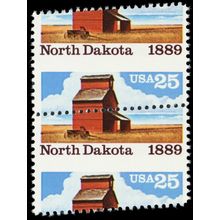 2403, MNH 25¢ Diagonal Misperf Shift Freak Error Pair N. Dakota - Stuart Katz