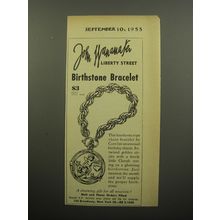 1955 John Wanamaker Birthstone Bracelet Advertisement