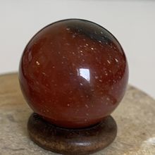 MINI Red Carnelian Sphere Polished Crystal Ball Miniature Carved Orb W Stand .5"