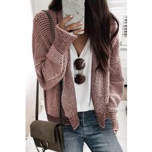 Peach Blossom Plaid Contrast Trim Open Front Cardigan