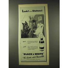 1948 Black & White Scotch Ad - Look Statues!