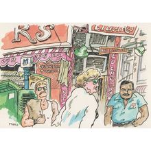 Mako Cigarette Shop in Sheridan Square New York Painting Postcard