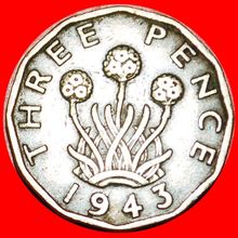 WARTIME (1939-1945): UNITED KINGDOM★ 3 PENCE 1943 GEORGE VI★LOW START★NO RESERVE