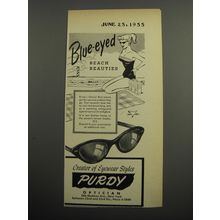 1955 Purdy Eyewear Ad - Blue-eyed beach beauties