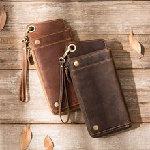En Cuir véritable Grande Capacité Zipper Téléphone Sac