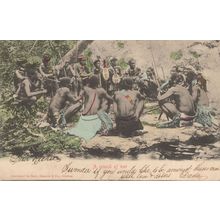 Zulu Warriors A Council Of War South African Antique Postcard