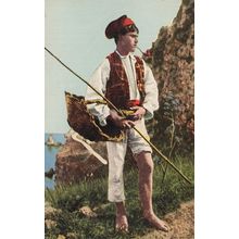 Costume Siciliano Italian Fashion Smoking Pipe Old Postcard