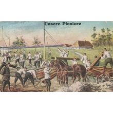 Unsere Pionere German Army WW1 Telegraph Poles Transport War Postcard