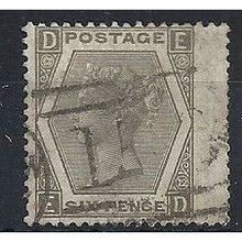 1873 SG125 6d Grey Plate 12 Good+/Fine Used Wing Margin Check Letters "ED".