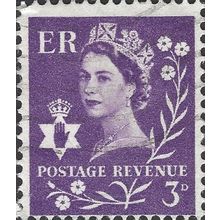 NORTHERN IRELAND, Queen Elizabeth II, Wilding, violet 1958, 3d