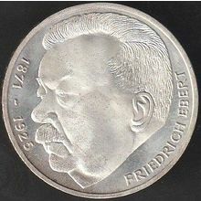 1975 J Germany 5 Mark Silver Coin 50th Ann Death Frederich Ebert
