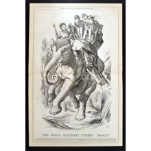 WHITE ELEPHANT TURNED “ROGUE” 1879 Sir John Tenniel PUNCH CARTOON PAGE