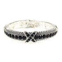 Western Style - Rhinestones Stretchable Bracelets - Black - BR-OB00989ASJET