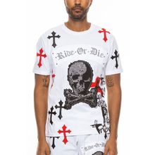 Men's Cotton Print Chrome Cross T Shirt