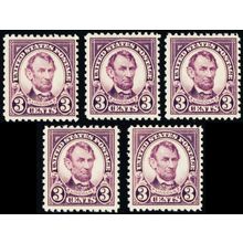 555, Mint F-VF NH 3¢ - WHOLESALE LOT OF 5 Stamps - SCV $152.50 * Stuart Katz