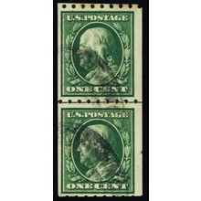 390, Used 1¢ Coil Line Pair - SCV $125.00 * Stuart Katz
