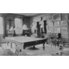 Snooker Billiards Table By Large Crucifix & Paintings Real Photo Old Postcard