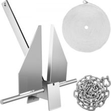 Boat Anchor Kit 13 lb Fluke Style Anchor, Hot Dipped Galvanized Steel Fluke ...