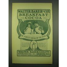 1902 Baker's Breakfast Cocoa Ad - The Finest Cocoa in the World