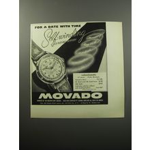 1951 Movado Calendomatic Watch Ad - For a date with time self-winding calendar