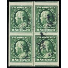 383, Used 1¢ Superb Center Line Block of Four Scarce! - Stuart Katz