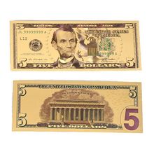 5 Dollar Commemorative Collectible Premium Replica Paper Money Bill 24k Gold ...