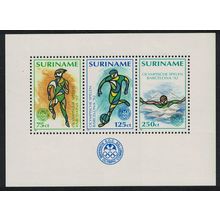 Suriname Football Swimming Olympic Games Barcelona MS 1992 MNH SG#MS1524